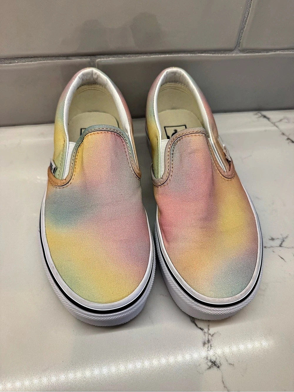 Vans Classic Slip-On Pastel Tie Dye Shoes Girls Youth 3.5 Women’s 5